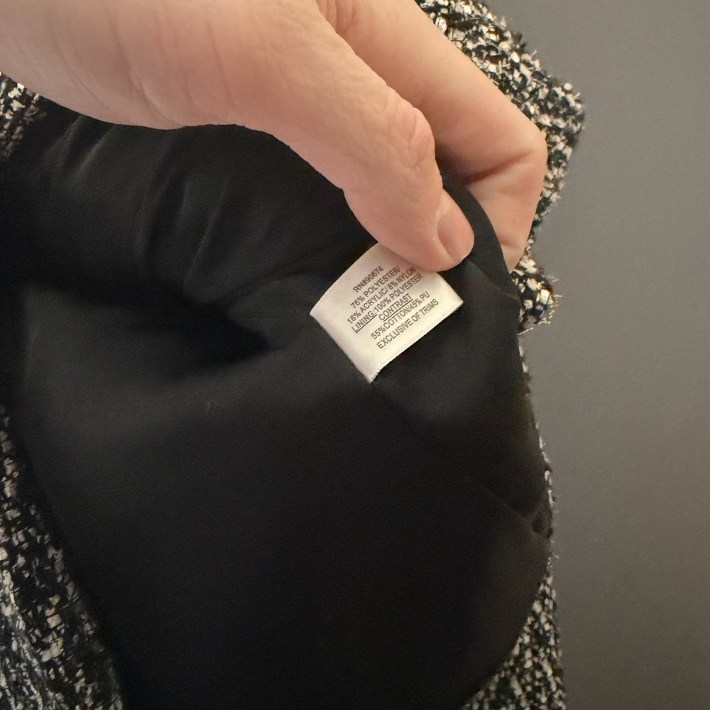 Boston Proper Parisian Black White Tweed Blazer Jacket Size 6 - Picture 3 of 4